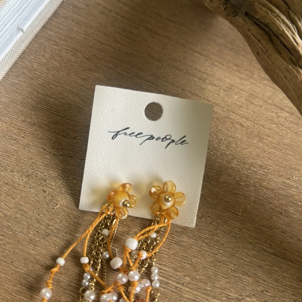 Free People Willow Pearl Fringe Dangle Earrings